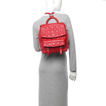 CHRISTIAN DIOR Lambskin Cannage Large Stardust Backpack Red