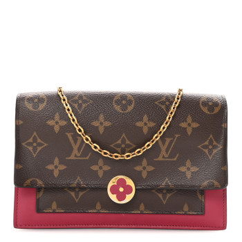 LOUIS VUITTON Monogram Flore Chain Wallet Fuchsia