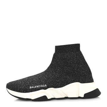BALENCIAGA Knit Metal Womens Speed Sneakers 40 Black Gold