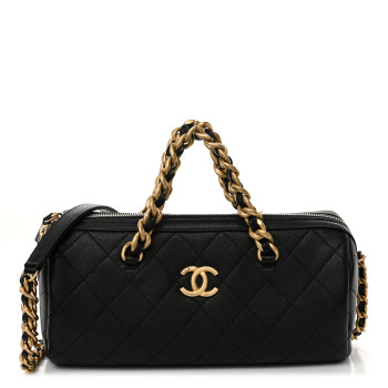 CHANEL Caviar Quilted Fashion Therapy Bowling Bag Black