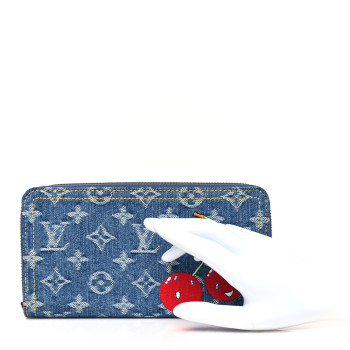 LOUIS VUITTON LV X TM Monogram Denim Cerises Zippy Wallet Blue