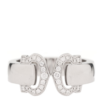 CARTIER 18K White Gold Diamond C De Cartier Ring 53 6.5