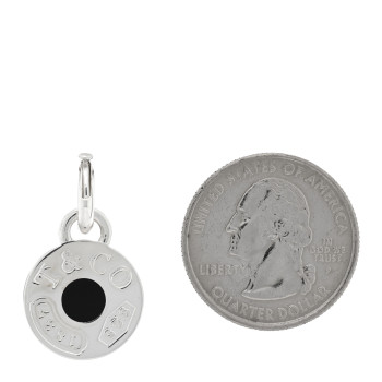 TIFFANY Sterling Silver Enamel 1837 Round Charm Black