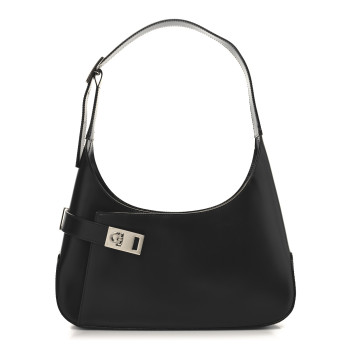 SALVATORE FERRAGAMO Soft Calfskin Gancini Hobo Black