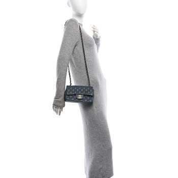 CHANEL Caviar Quilted Mini Rectangular Flap Dark Grey