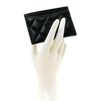 CHANEL Lambskin Quilted Card Holder So Black