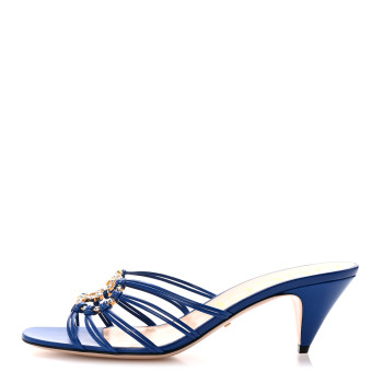 GUCCI Malaga Kid Crystal GG Isa Ankle Strap 55mm Sandals 40 Rio Blue