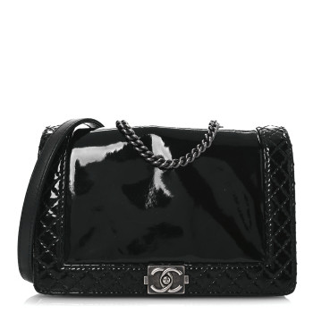CHANEL Patent Small Boy Reverso Flap Black