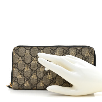 GUCCI GG Supreme Monogram Bees Zip Around Wallet