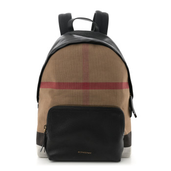 BURBERRY Mega Check Calfskin Abbeydale Simple Backpack Black Camel