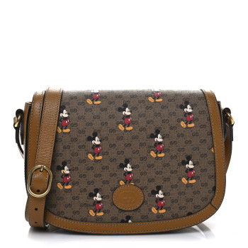 GUCCI X DISNEY Mini Vintage GG Supreme Monogram Mickey Mouse Small Flap Messenger Bag Beige Vintage Sun Oil