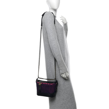 CHANEL Wool Calfskin Small Gabrielle Hobo Dark Navy