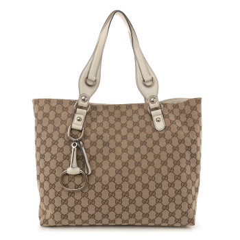 GUCCI Monogram Medium Icon Bit Tote Off White