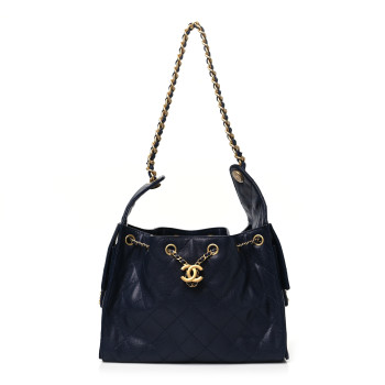 CHANEL Caviar Quilted Small Chanel 25 Handbag Dark Navy