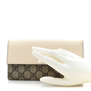 GUCCI Dollar Calfskin GG Supreme Monogram GG Marmont Continental Wallet Mystic White Beige Ebony