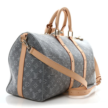 LOUIS VUITTON Denim Monogram Studded Keepall Bandouliere 45 Cloudy Grey