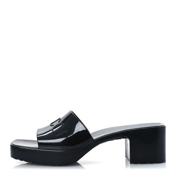 GUCCI Rubber Gucci Logo Womens Platform 20/60mm Slide Sandals 40 Black