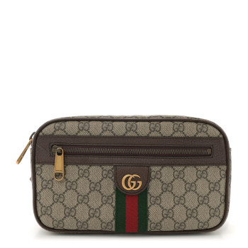 GUCCI Soft GG Supreme Monogram Medium Ophidia Belt Bag Dark Brown