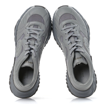 GUCCI New Nappa Sombre Interlocking G Ripple Mens Platform Sneakers 11.5 Grey Sky