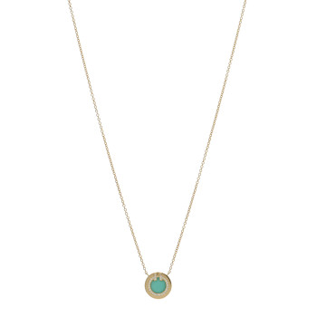 TIFFANY 18K Rose Gold Diamond Turquoise Small T Circle Pendant Necklace