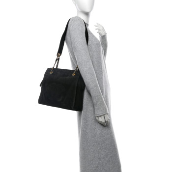 CHANEL Suede CC Shoulder Bag Brown