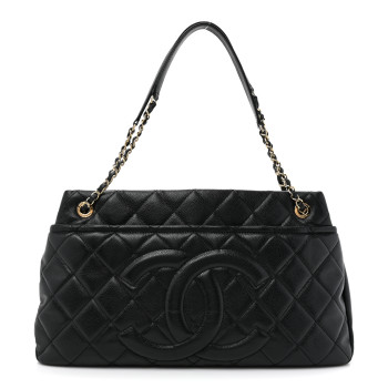 CHANEL Caviar Quilted Timeless CC Soft Tote Black
