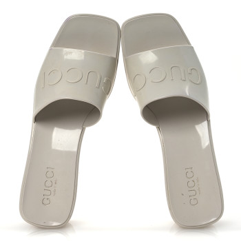 GUCCI Rubber Gucci Logo Womens Platform 20/60mm Slide Sandals 38 Mystic White