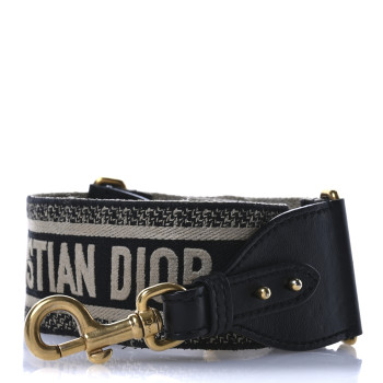 CHRISTIAN DIOR Canvas Embroidered Shoulder Strap Black