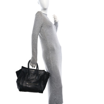 CELINE Drummed Calfskin Mini Luggage Black