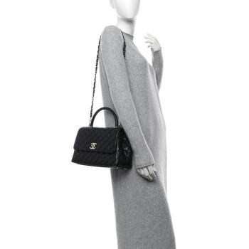 CHANEL Caviar Quilted Small Coco Handle Flap Black