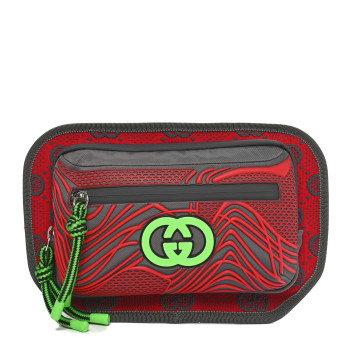GUCCI Jersey GG Monogram All Over Sporty Belt Bag Green Grey Multicolor