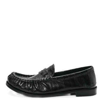 SAINT LAURENT Supple Eel Le 15 Loafer Penny Slippers 37.5 Black