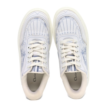 CHRISTIAN DIOR Technical Fabric Dior Addict Toile De Jouy Low Top Sneakers 37 White Blue