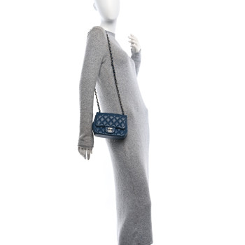 CHANEL Lambskin Quilted Mini Square Flap Dark Blue