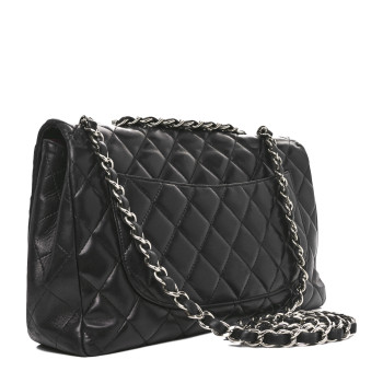 CHANEL Lambskin Quilted Jumbo Single Flap Black