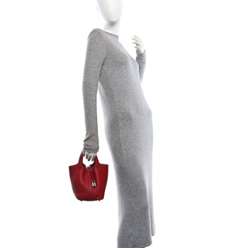 HERMES Taurillon Clemence Picotin Lock 18 PM Rouge Garance