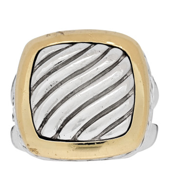 DAVID YURMAN Sterling Silver 18K Yellow Gold Square Sculpted Cable Ring 52 6
