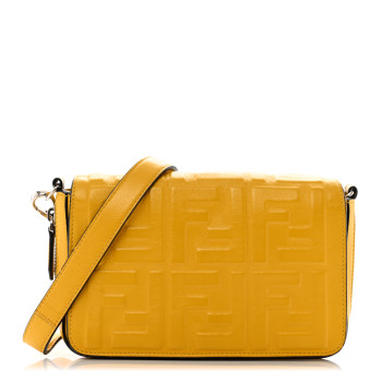 FENDI Nappa FF 1974 Embossed Mini Expandable Flap Bag Mimosa