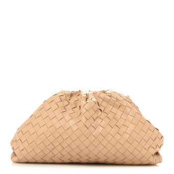 BOTTEGA VENETA Nappa Maxi Intrecciato The Pouch Oversized Clutch Almond