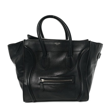 CELINE Drummed Calfskin Mini Luggage Black