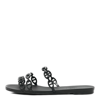 HERMES Rubber Chaine d'Ancre Rivage Sandals 38 Black