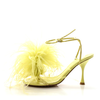 BOTTEGA VENETA Lambskin Feather Dot Sandals 36.5 Seagrass