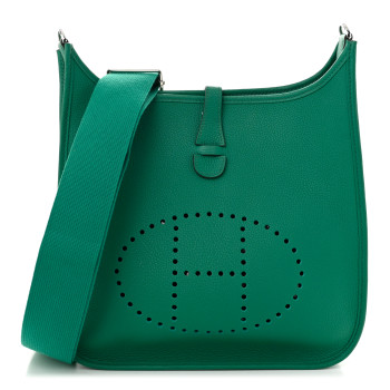 HERMES Taurillon Clemence Evelyne III PM Vert Jade