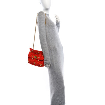 VALENTINO GARAVANI Cashmere Medium Roman Stud Shoulder Bag Titian