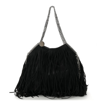 STELLA MCCARTNEY Eco Suede Fringe Falabella Tote Black