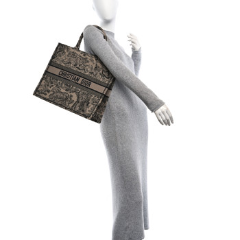 CHRISTIAN DIOR Canvas Embroidered Large Dioriviera Toile De Jouy Book Tote Brown