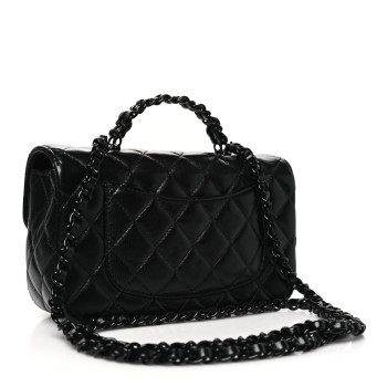 CHANEL Lambskin Quilted Small Coco Pop Top Handle Flap So Black