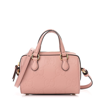 GUCCI GG Gilbert Calfskin Jumbo Super Mini Top Handle Bowler Bag Soft Pink