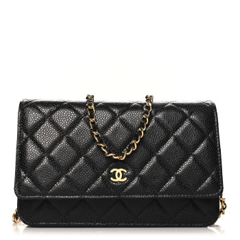 CHANEL Caviar Quilted Wallet on Chain WOC Black
