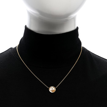 CHRISTIAN DIOR 18K Yellow Gold Diamond Mother of Pearl Rose Des Vents Heart Necklace